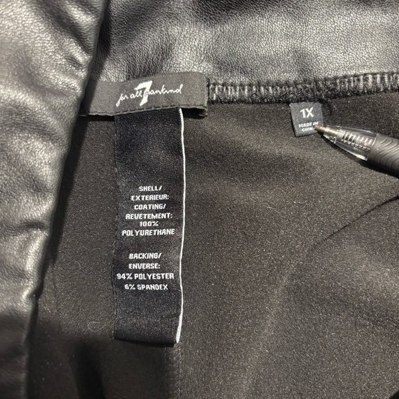 7 FOR ALL MANKIND Sz 1X Faux Leather Leggings High Rise Comfort Waist - Picture 5 of 6